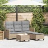 Salon de jardin avec coussins forme de L 3 pcs beige polyrotin 