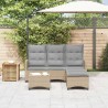 Salon de jardin avec coussins forme de L 3 pcs beige polyrotin 