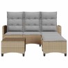 Salon de jardin avec coussins forme de L 3 pcs beige polyrotin 