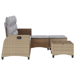 Salon de jardin avec coussins forme de L 3 pcs beige polyrotin 