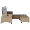 Salon de jardin avec coussins forme de L 3 pcs beige polyrotin 