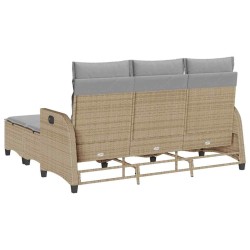 Salon de jardin avec coussins forme de L 3 pcs beige polyrotin 