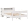Lit bibliothèque sans matelas blanc 120x200 cm bois pin massif 