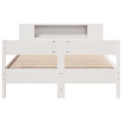 Lit bibliothèque sans matelas blanc 120x200 cm bois pin massif 