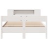 Lit bibliothèque sans matelas blanc 120x200 cm bois pin massif 