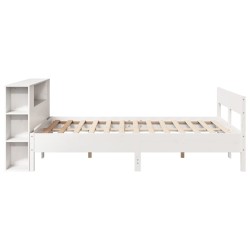 Lit bibliothèque sans matelas blanc 120x200 cm bois pin massif 