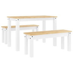 Ensemble à manger Panama 3 pcs blanc bois de pin massif 