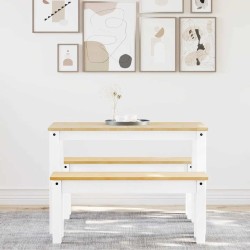 Ensemble à manger Panama 3 pcs blanc bois de pin massif 