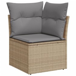 Salon de jardin avec coussins 7 pcs beige résine tressée 