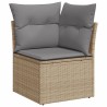 Salon de jardin avec coussins 7 pcs beige résine tressée 