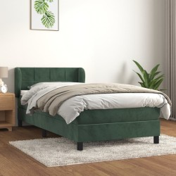 Sommier à lattes de lit avec matelas Vert foncé 90x190 cm 