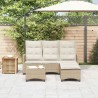 Salon de jardin avec coussins forme de L 3 pcs beige polyrotin 