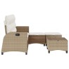 Salon de jardin avec coussins forme de L 3 pcs beige polyrotin 