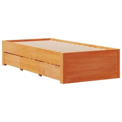 Lit bibliothèque sans matelas cire marron 75x190 cm pin massif 