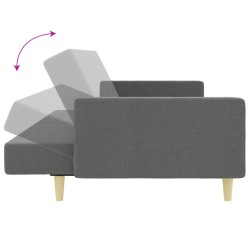 Canapé-lit à 2 places avec repose-pied gris foncé tissu 