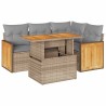 Salon de jardin avec coussins 5 pcs beige résine tressée acacia 