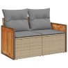 Salon de jardin avec coussins 5 pcs beige résine tressée acacia 