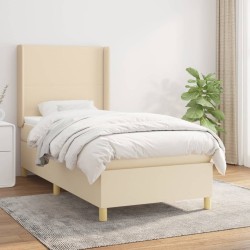 Sommier à lattes de lit et matelas Crème 90x190 cm Tissu 