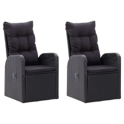 Ensemble à manger de jardin avec coussins 3 pcs noir 