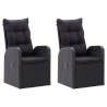 Ensemble à manger de jardin avec coussins 3 pcs noir 
