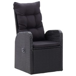 Ensemble à manger de jardin avec coussins 3 pcs noir 