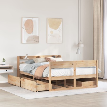 Cadre de lit sans matelas 150x200 cm bois de pin massif 