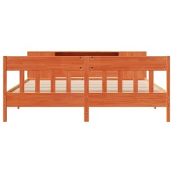 Lit bibliothèque sans matelas cire marron 180x200 cm pin massif 