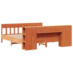 Lit bibliothèque sans matelas cire marron 180x200 cm pin massif 