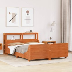 Cadre de lit sans matelas cire marron 120x200cm bois pin massif 