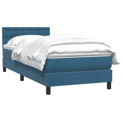Sommier à lattes de lit et matelas bleu foncé 80x220 cm velours 