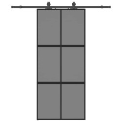Porte coulissante avec kit de quincaillerie noir 90x205 cm 