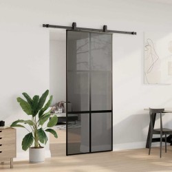 Porte coulissante avec kit de quincaillerie noir 90x205 cm 