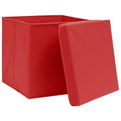 Boîtes de rangement avec couvercles 4 pcs 28x28x28 cm Rouge 