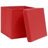 Boîtes de rangement avec couvercles 4 pcs 28x28x28 cm Rouge 
