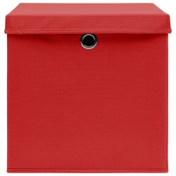 Boîtes de rangement avec couvercles 4 pcs 28x28x28 cm Rouge 