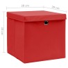 Boîtes de rangement avec couvercles 4 pcs 28x28x28 cm Rouge 