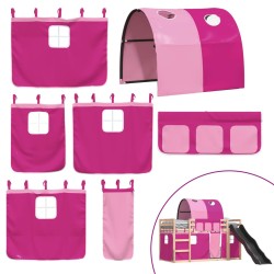 Lit superposé sans matelas avec toboggan et rideaux 90x200 cm 