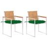 Chaises de jardin avec coussins lot de 2 Teck solide et acier 