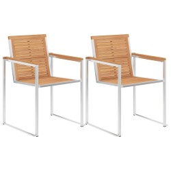 Chaises de jardin avec coussins lot de 2 Teck solide et acier 