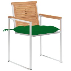 Chaises de jardin avec coussins lot de 2 Teck solide et acier 