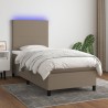 Sommier à lattes de lit et matelas et LED Taupe 90x190 cm Tissu 