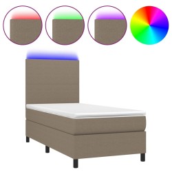 Sommier à lattes de lit et matelas et LED Taupe 90x190 cm Tissu 