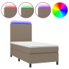 Sommier à lattes de lit et matelas et LED Taupe 90x190 cm Tissu 