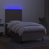 Sommier à lattes de lit et matelas et LED Taupe 90x190 cm Tissu 