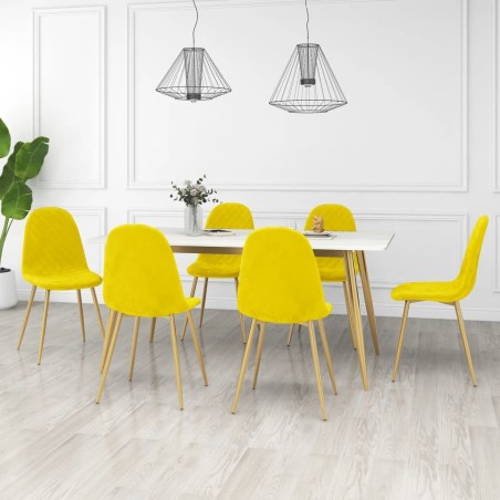 Chaises à manger lot de 6 Jaune moutarde Velours 