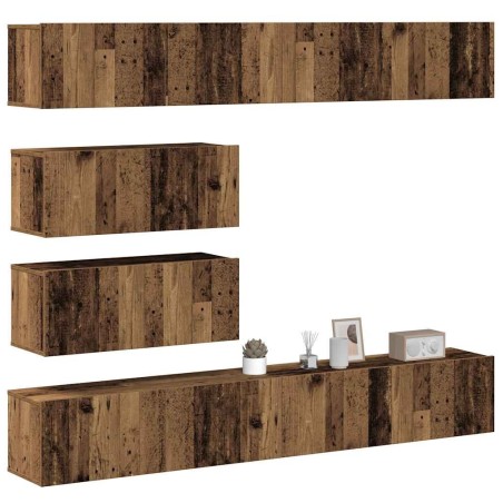 Ensemble de meuble TV mural 6 pcs vieux bois bois d'ingénierie 