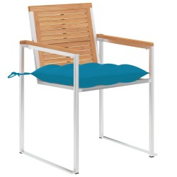 Chaises de jardin avec coussins lot de 2 Teck solide et acier 