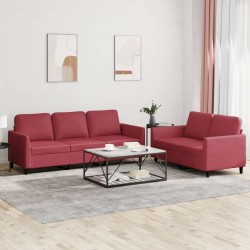 Ensemble de canapés 2 pcs et coussins Rouge bordeaux Similicuir 