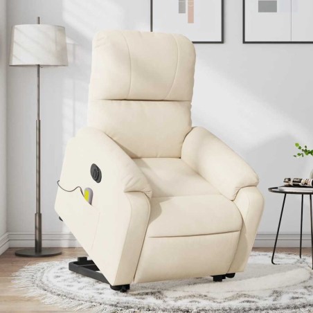 Fauteuil inclinable de massage électrique beige microfibres 