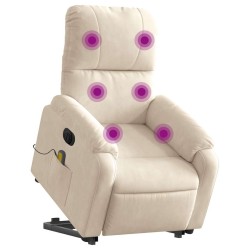 Fauteuil inclinable de massage électrique beige microfibres 